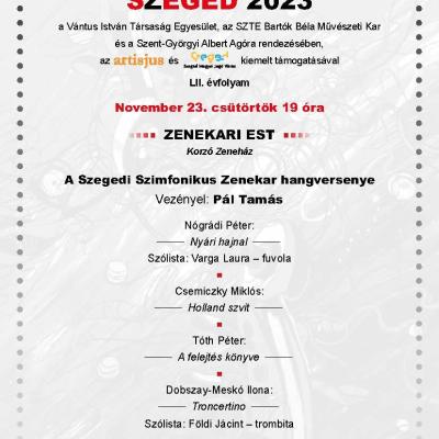 Vántus István kortárszenei napok, Szeged 2023: a Szegedi Szimfonikus Zenekar hangversenye - Tóth Péter: A felejtés könyve<br>Szeged