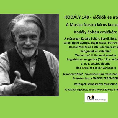 Kodály 140 - elődök és utódok: a Musica Nostra kórus koncertje<br>Budapest