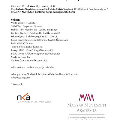 A Nyíregyházi Cantemus Kórus koncertje - Tóth Péter: Da pacem Domine<br>Budapest