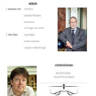 Kortárs koncert - Tóth Péter: Joyce-dalok<br>Budapest