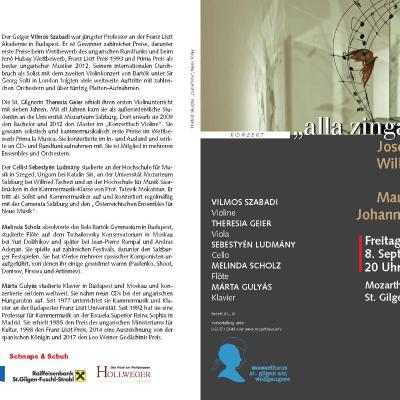 "Alla zingarese" Konzert - Tóth Péter: Cigány fantázia<br>Sankt Gilgen