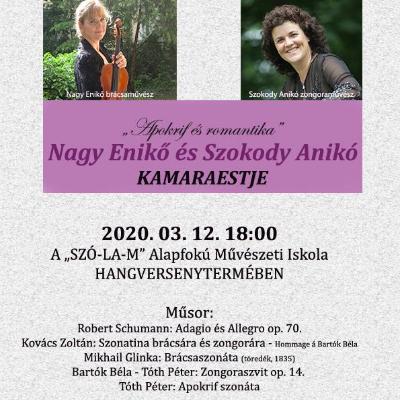 Nagy Enikő és Szokody Anikó kamaraestje: "Apokrif és romantika" - Tóth Péter: Apokrif szonáta<br>Kiskőrös