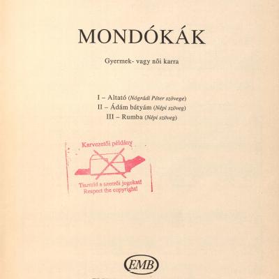 Mondókák - gyermek-, vagy női karra