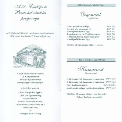 Kamaraest a 35. Budapesti Bach-héten