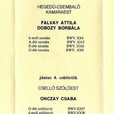 Hegedű - csembaló kamaraest 3. Budapesti Bach-héten