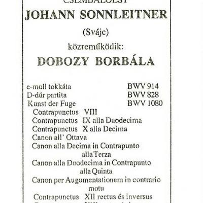 Csembalóest a 6. Budapesti Bach-héten