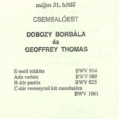 Csembalóest a 4. Budapesti Bach-héten