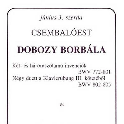 Csembalóest a 9. Budapesti Bach-héten