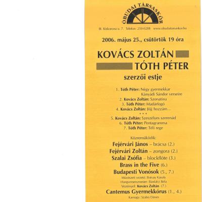 Kovács Zoltán és Tóth Péter szerzői estje 2006. május 25-én
