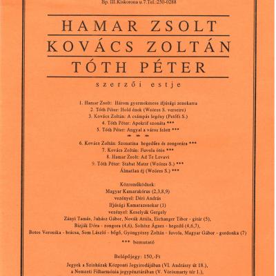 Hamar Zsolt, Kovács Zoltán és Tóth Péter szerzői estje