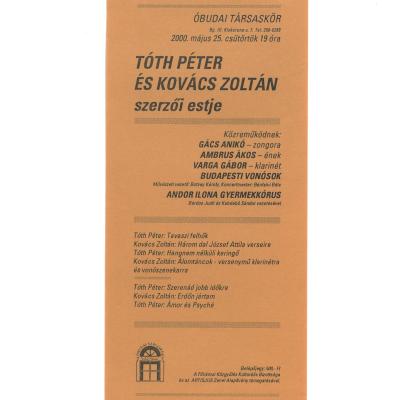 Tóth Péter és Kovács Zoltán szerzői estje 2000. május 25-én
