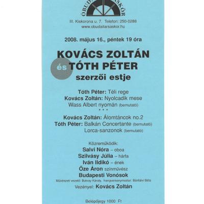 Kovács Zoltán és Tóth Péter szerzői estje 2008. május 16-án