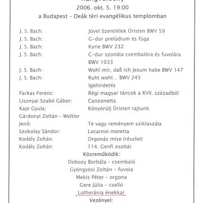 Az Európai Gyermekaneszteziológiai Egyesület Konferenciája és a Magyar Gyermekaneszteziológiai és Intenzív Terápiás Társaság VII. kongresszusa alkalmából rendezett hangverseny