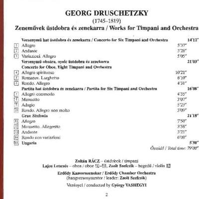 Georg Druschetzky - Zeneművek üstdobra és zenekarra