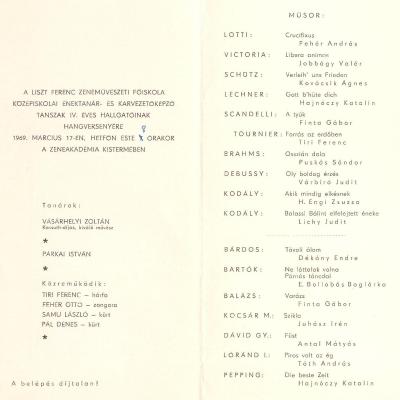 A Liszt Ferenc Zeneművészeti Főiskola középiskolai énektanár- és karvezetőképző tanszak IV. éves hallgatóinak hangversenye
