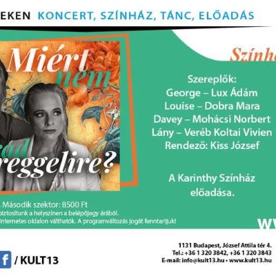 PénteK13 – Színházi Világnap: Gene Stone-Ray Cooney: Miért nem marad reggelire?