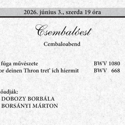 37. Budapesti Bach-hét // Csembalóest