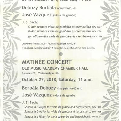 Matinékoncert - J. S. Bach szonáták viola da gambára és csembalóra