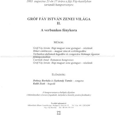 Gróf Fáy István zenei világa