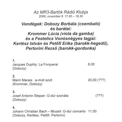Az MR3-Bartók Rádió Klubja - szóló- és kamaraművek