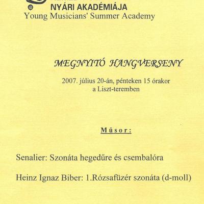 Ifjú Zeneművészek Nemzetközi Nyári Akadémiája - Megnyitó