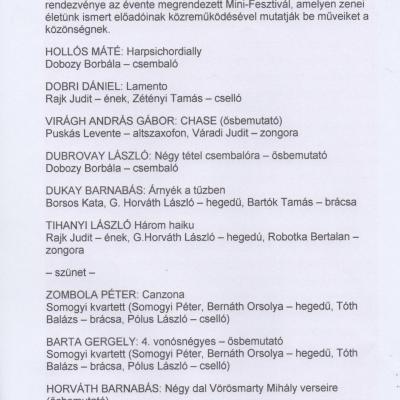 Mini-Fesztivál - V. Óbudai Hang-Mű-Hely
