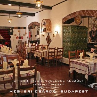 Referencia kézi szőttes, éttermi asztalnemű, Budapest, Megyeri Csárda